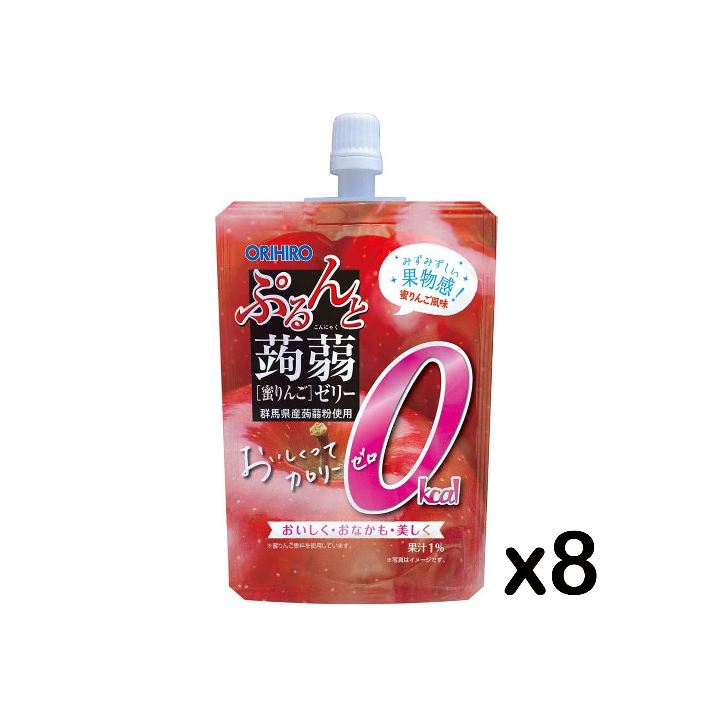 [N-0036-01] 오리히로 곤약젤리 꿀사과 제로칼로리 스탠딩 130g X 8개